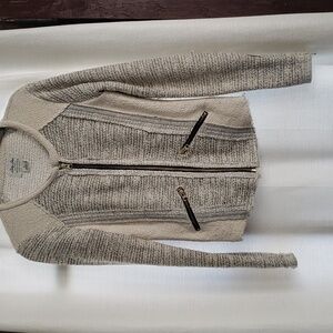 Lucky Lotus Women’s Metallic Weave Full Zip Sweater Size Small Rough edge